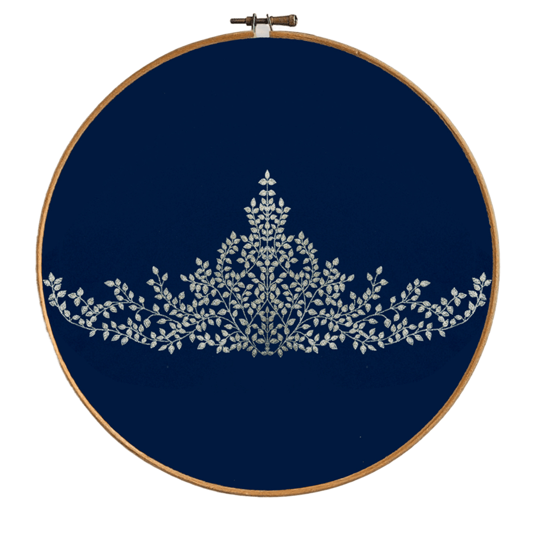 Zari Leaf Jaal Motif Embroidery Art