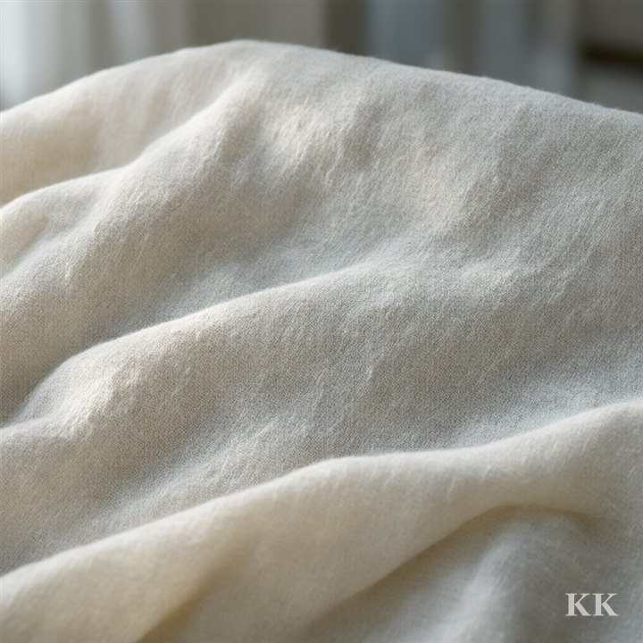 Draped undyed khadi cotton in window light, its soft, slightly uneven hand-spun texture setting it apart from mill cotton. No text.
