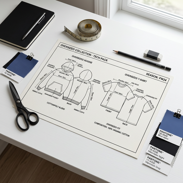 Pattern making table with graded size set and measurement tools
