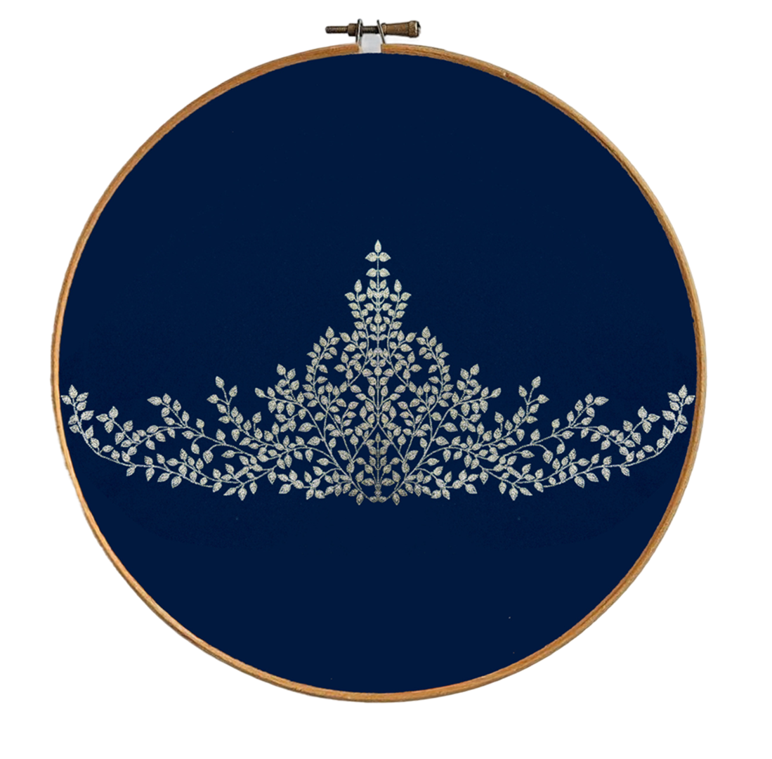 Zari Leaf Jaal Motif Embroidery Art
